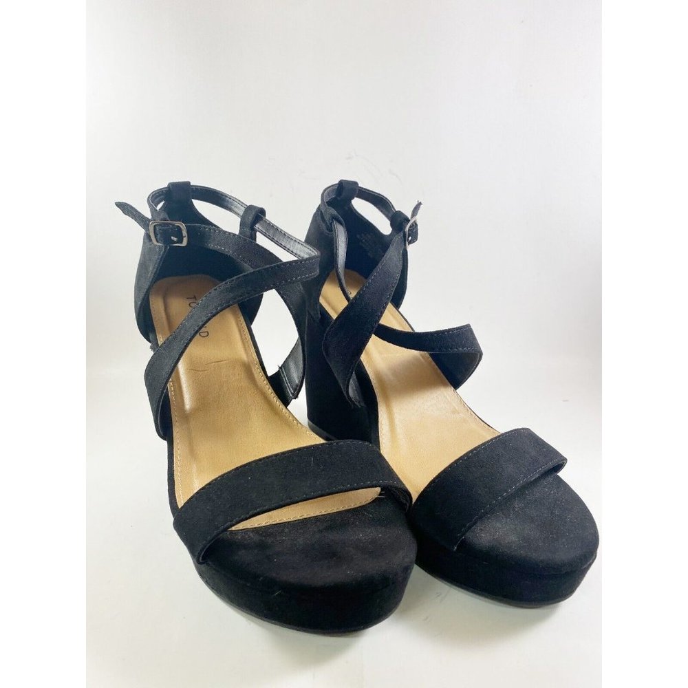 Torrid Strappy Black Platform Wedge Sandal, Size 9W